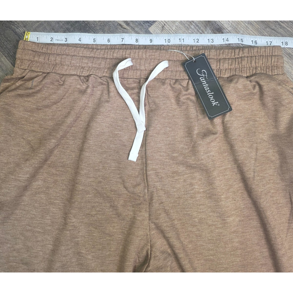 New Fantaslook Womens Joggers Sweatpants Heathered Tan Beige Lounge Pants Size X - Picture 2 of 6